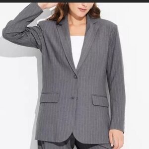 Wild Fable XXS Pinstripe Gray/White Double Button Oversized Blazer - Size XXS